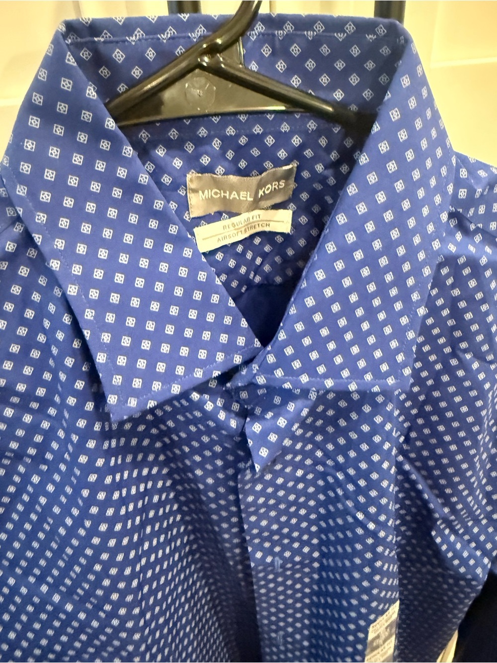 Michael Kors Men's Royal Blue Microdot Dress Shirt - Picture 2 of 3